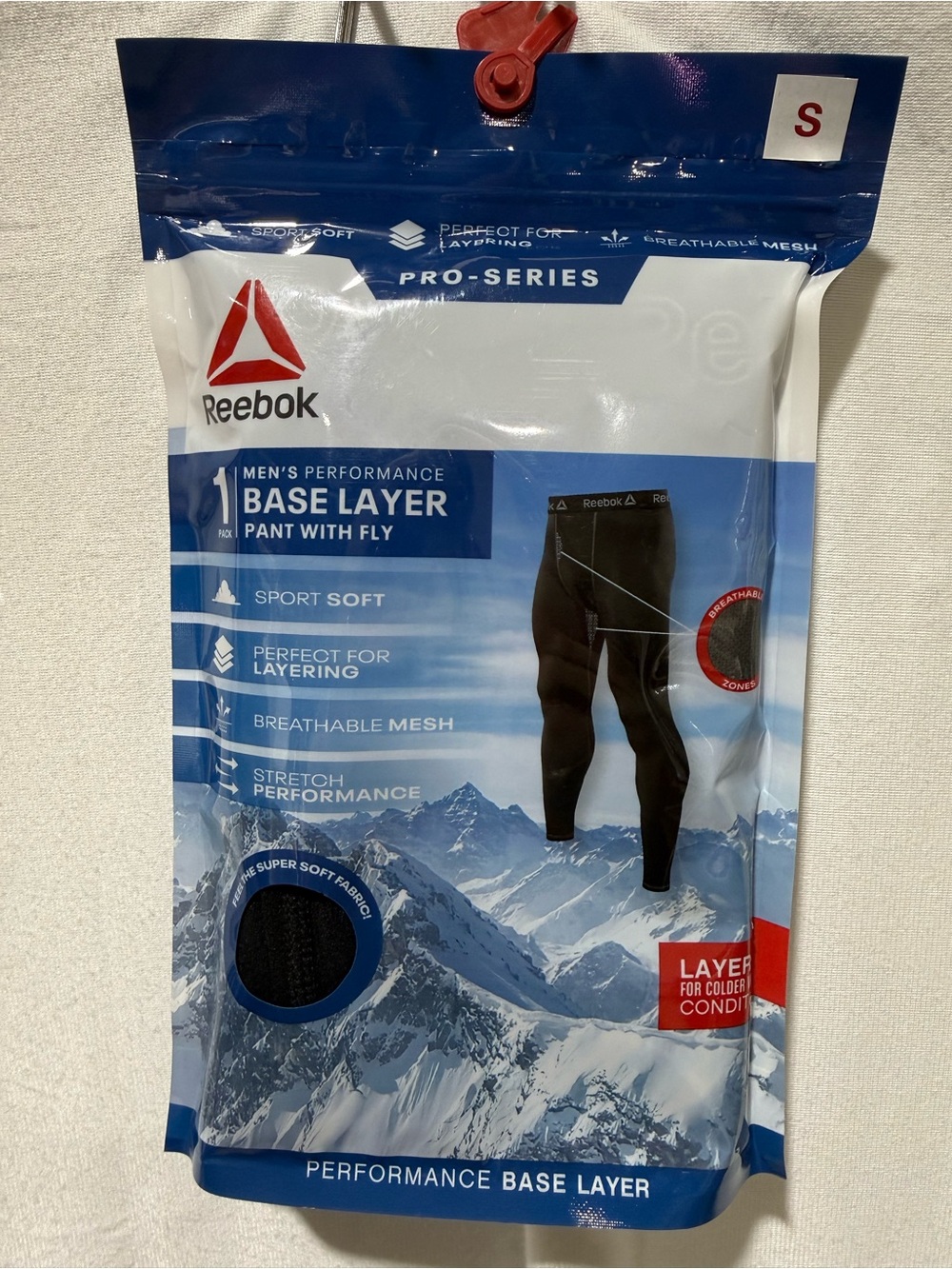 Reebok Men's Performance Base Layer Pant with Fly - Black